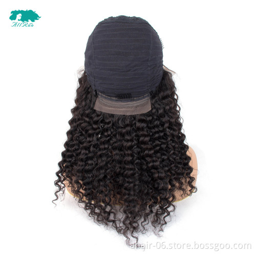 Wholesale Unprocessed 180% Density 100% Virgin Brazilian Human Hair Deep Wave Lace Front Wigs For Black Woman YouTube Hot Wig
